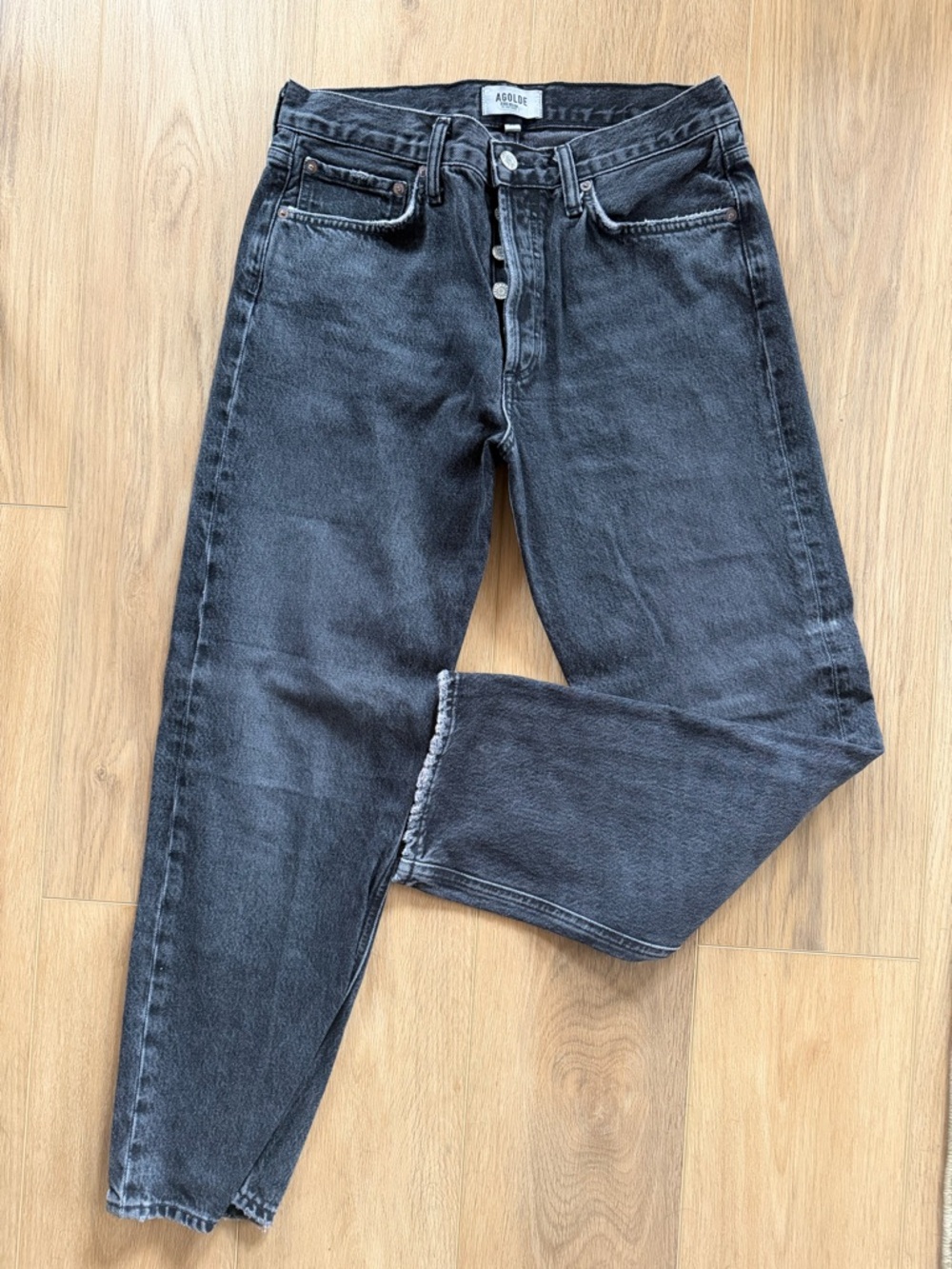 Agolde Wyman Mid-Rise Black Washed Jeans